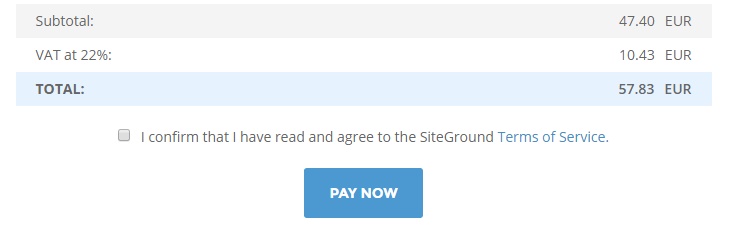 SiteGround pay now